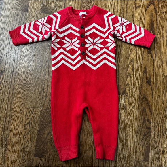 Hanna Andersson Other - Hanna Andersson Baby Holiday Romper in Scandi Snowflake, size 12-18M (NWOT)